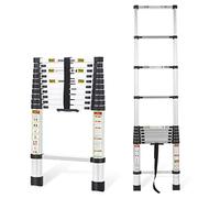 RIKADE Telescopic Ladder, 12.5FT/3.2M Aluminum Telescoping Ladder with Non-Slip Feet, Portable Extension Ladder for Household and Outdoor Working, 330lb Capacity