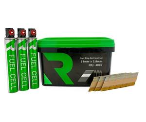 Rikä FFNR002 1st Fix Collated Nails Galv Ring 51 x 2.8mm 3000pk (3pk Fuel Cells)