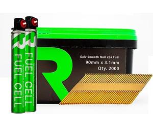 Rikä FFNR006 1st Fix Collated Nails Galv Smth 90 x 3.1mm 2000pk (2pk Fuel Cells)