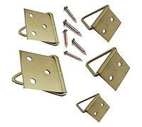 RIKAMA Golden Picture Folding Eyelets Set Including Nails for Hanging Pictures, Photos, Canvases and Frames - 50 Picture Hooks in Sizes 20 x 10 mm, 24 x 12 mm, 28 x 14 mm, 32 x 16 mm and 40 x 20 mm