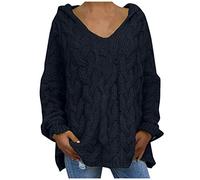 RIKAY 2024 Knitted Jumpers for Women UK Sale, Womens Long Sleeve Tops V Neck Jumper Holiday Casual Knit Sweaters Loose Vintage Pullover Sweater Tunic Tops Ladies Sweatshirts with Hood