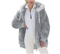 RIKAY Black of Friday Deals 2024 Womens Fuzzy Fleece Coat Teddy Fleece Jacket Full Zip Open Front Hooded Color Block Cardigan Jackets Winter Long Sleeve Warm Sweatshirt Jacket Outwear with Pocket