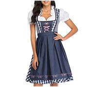 RIKAY Corset Dress Dirndl Dress Women Oktoberfest Outfit Traditional Bavarian Cosplay Stage Costumes Victorian Beer Maid Costumes Corset Fancy Dress for Carnival Oktoberfest Halloween Navy