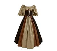 RIKAY Corset Dress Medieval Dress Women Renaissance Victorian Corset Dress Halloween Costumes Gothic Clothes Traditional Irish Fancy Dress Steampunk Cocktail Dress Patchwork Court Dress Coffee