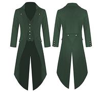 RIKAY Gothic Tailcoat Men's Halloween Coat Medieval Steampunk Button Up Jacket Victorian Vintage Cosplay Halloween Costumes Renaissance Embroidery Coat Party Cosplay Pirate Vampire Gentleman Costumes