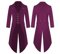 RIKAY Gothic Tailcoat Men's Halloween Coat Medieval Steampunk Button Up Jacket Victorian Vintage Cosplay Halloween Costumes Renaissance Embroidery Coat Party Cosplay Pirate Vampire Gentleman Costumes