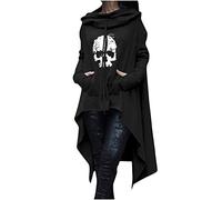 RIKAY Halloween Costumes Women Vintage Tailcoat Skull Print Elegant Sweatshirt Plus Size Waist Coat Back Bandage Lace Stitching Jacket Overcoat Ladies Long Sleeve Outwear Pullover Blouses Shirts Tops