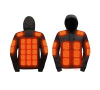 RIKAY Heated Hoodie for Men & Women, 29 Heating Zone Men's Electric Heating Hoodies Windproof Electric Hoodies with 3 Temperature Heated Hoodie for Winter Outdoor Camping Hiking Golf Gray