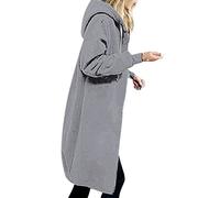 RIKAY Hoodies for Women UK Solid Jacket Trench Coats Ladies Girls Long Hooded Hoodie Zip Up Autumn Winter Warm Long Sleeve Outerwear Coat Sweatshirt Jumper Fleece Dresses Top Cardigan with Pocket