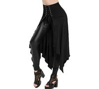 RIKAY Lolita Dress Gothic Skirt Women's Vintage High Waist Pirate Skirt Steampunk Renaissance Skirt Halloween Costumes Women Asymmetrical Hem, Tied Half-Body Skirt Irregular Skirt Black