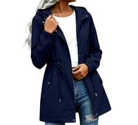 RIKAY Long Rain Coats for Women UK Lightweight Waterproof Jacket with Hood & Waist Adjustable Drawstring Functional Spring Summer Autumn Jackets Breathable Raincoat Active Outdoor Sport Hiking Coats