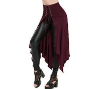 RIKAY Victorian Dress Gothic Skirt Women's Vintage High Waist Pirate Skirt Steampunk Renaissance Skirt Halloween Costumes Women Asymmetrical Hem, Tied Half-Body Skirt Irregular Skirt Wine