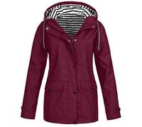 RIKAY Women Solid Rain Jacket Candy Color Outdoor Plus Size Hooded Windproof Loose Coat Water Proof Raglan Cuff Hooded Raincoat Overcoat Winter Warm Cute Jacket School Camping Hiking Outerwear
