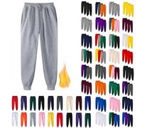 RIKAY Womens Fleece Lined Joggers Winter Thermal Warm Trousers Mens High Elastic Waisted Straight Leg Long Pants Cosy Plush Sweatpants Loungewear Going Out Aesthetic Jogging Pants UK Sale Clearance