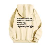 RIKAY Women's Hoodies Dear Person Behind Me Print Personalized Hoodie Oversized Sweatshirt Trendy Pullover Long Sleeve Blouse Casual Hooded Sweatershirt Tops with Drawstrings Hoodie