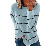 RIKAY Womens Jumper Stripe Long Sleeve Tops Casual Sweatshirt Round Neck Ladies Tops Sweater