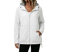 RIKAY Womens Raincoat Waterproof Summer Jackets Outdoor Sport Lightweight Rain Coats With Hood Spring Autumn Waterproof Trench Rain Coats Breathable Zip Up Casual Light Weight Hiking Jacket
