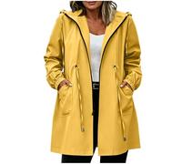 RIKAY Womens Waterproof Long Jackets Outdoor Lightweight Raincoat Summer Waterproof Rain Coats With Hood Spring Autumn Trench Rain Coats Breathable Zip Up Casual Softshell Sport Hiking Jacket