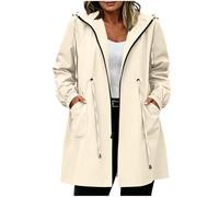 RIKAY Womens Waterproof Long Jackets Outdoor Lightweight Raincoat Summer Waterproof Rain Coats With Hood Spring Autumn Trench Rain Coats Breathable Zip Up Casual Softshell Sport Hiking Jacket