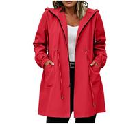 RIKAY Womens Waterproof Long Jackets Outdoor Lightweight Raincoat Summer Waterproof Rain Coats With Hood Spring Autumn Trench Rain Coats Breathable Zip Up Casual Softshell Sport Hiking Jacket