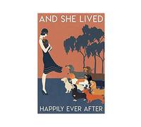 RIKCAT And She Lived Happily Ever After with Dachshunds Wall Art Hanging Canvas Poster Wall Art Decor Print Picture Paintings for Living Room Bedroom Decoration Unframe-style 20x30inch(50x75cm)