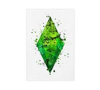 RIKCAT The Sims Video Game Green Diamond Canvas Poster Wall Art Decor Print Picture Paintings for Living Room Bedroom Decoration Unframe-style 12x18inch(30x45cm)