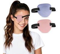 RIKEYO 2 Pcs 3D Eye Patches for Adults, Adjustable Medical Eye Patch for Right or Left, One Eye Cover for Amblyopia, Lazy Eye, Pirate Costume (Soft Pink, Light Purple)