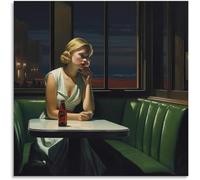 Rikin Liuff Compartment by Edward Hopper Poster and Prints Edward Hopper Wall Art Picture Retro Canvas Painting for Home Office Decor 50x50cmx1 Frameless