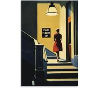 Rikin Liuff Four Flights Up by Edward Hopper Poster and Prints Edward Hopper Wall Art Picture Retro Canvas Painting for Office Home Decor 50x70cm Frameless