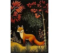 Rikin Liuff Henri Rousseau Rainforest Fox Poster and Prints Vintage Wall Art Animal Picture Henri Rousseau Canvas Painting for Home Decor 40x65cm Frameless