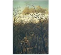 Rikin Liuff Henri Rousseau《Rendezvous in The Forest》Art Poster Henri Rousseau Canvas Wall Painting Henri Rousseau Prints for Home Wall Decor 50x65cm No Frame