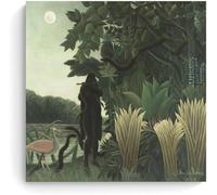 Rikin Liuff Henri Rousseau《The Snake Charmer 1907》Canvas Wall Art Henri Rousseau Poster and Prints Henri Rousseau Painting for Home Decor 40x40cm No Frame
