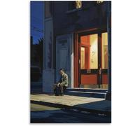 Rikin Liuff Man Alone in The Style by Edward Hopper Poster Abstract Prints Edward Hopper Wall Art Picture Retro Canvas Painting for Home Decor 50x70cm Frameless