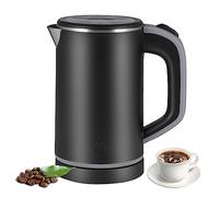 Rikmody Electric Kettle, 800ML Travel Kettle Lightweight Small 5 Minutes Fast Boiling, Cordless Portable Mini Camping Stainless Steel Auto Shut-Off for Business Trip, Travel, Black