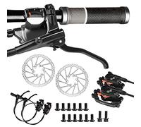 Rikmody MTB Hydraulic Disc Brakes Set,Front 800mm Rear 1400mm Bicycle Hydraulic Brake Kit,Aluminum Alloy Mountain Bike Hydraulic Disc Brake Levers with Universal is/PM Adapter for MTB Bilateral Brake