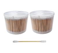 RIKWOG Cotton Swabs, 1000 Count Bamboo Sticks Cotton Swabs with Storage Box Cotton Buds with Wooden Handles For Ears Makeup or Nails Personal Care, One Spiral Tip