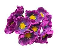 Rikyo 10 Stem 11inch Bouquets Artificial Flowers Poppy Flowers,Faux Anemone PU Fake Wild Flowers for Kitchen Table Centerpiece Vase,Home Wedding Holding Flowers Backdrop Arch Wall(Deep Purple)