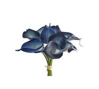 Rikyo 12 pcs Artificial Calla Lily Flowers,13" Single Heads PU Flower Small Flower Bouquet Accessorie,Calla Lily Bridal Wedding Bouquet for Greenery Plants Indoor Garland Home Office Decor (Blue)