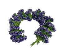 Rikyo 144pcs Deep Purple Artificial Mini Flower Stamen Pistil and Soft Stem