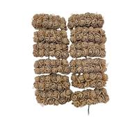 Rikyo 144pcs Mini Artificial Rose Flower Heads and Soft Stem,25mm PE Tiny Rose add Gauze for DIY Wedding Make Bridal Hair Clips,Cake Top,Wrist Corsage Boutonniere,Wreath Bracelet Flower (Brown)