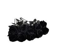 Rikyo 19" /48cm Bouquets 10 Stem Artificial Roses,No Fade Artificial Flower,Silk Petals Fake Flowers Forever Plants for Photo Props Party Wedding Holding Flowers,Floral Arrangements (Black)