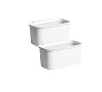 Rikyo 2 Pack White Hanging Cup Holders,10x5x4.5 Trolley Basket Storage,Rolling Cart Accessories Hanging Buckets Hanging Bins,Storage Bucket,Make Up Pencil Holder,Kitchen Storage Container