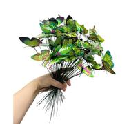 Rikyo 3D Butterfly Garden Stake Decor,10" PVC Butterfly Garden Decor for Outside,Shaking Head Artificial Butterflies for Bouquet Outdoor Wall Lawn Pathway Plant Pot Flower Bed Yard Decor (50, Green)
