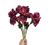 Rikyo 3pcs Red Artificial Iris Flower PU Flower Heads,Real Touch,18inch
