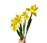 Rikyo 4pc Artificial Iris Flower Silk Flower,Long Stem 18" Artificial Ireland PU Fake Flower Bouquet for Arrangements Table Centerpiece,Home Party and Wedding,Flowers Artificial for Decor (Yellow)