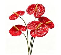 Rikyo 5 Pcs 61 cm Artificial Anthurium Lily Flowers, Permanent for Home Decoration, Bouquet for Home, Bride, Wedding, Festival, Party, Craft, Shop Decoration (Red)