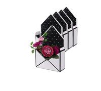 Rikyo 5 Pcs Bouquet Flower Gift Box,Folding Flower Storage Boxs,Waterproof Envelop Paper Boxes for Wedding Engagement Valentines Day Birthday Graduation Party Decor(Black/White)