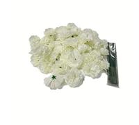 Rikyo 50 Artificial Silk Carnation Flower Head with Stems Set,Vase Fillers, for Home Bridal Wedding Party Birthday Cake Ornaments,Handmade Wrist Corsage,2" Multiple Petals Heads with 8" Stems (White)