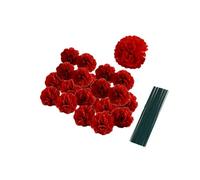Rikyo 50 Artificial Silk Carnation Flower Head with Stems Set,Vase Fillers, for Home Bridal Wedding Party Birthday Cake Ornaments,Handmade Wrist Corsage,2'' Multiple Petals Heads 8'' (Red-2“)