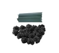 Rikyo 50 Black Artificial Silk Carnation Flower Head with Stems Set,Marigold Flower Heads Bulk for Diwali Home Decor Day of The Dead Wreath Garland Cake Ornaments,3" Petals Heads with 8" Stems